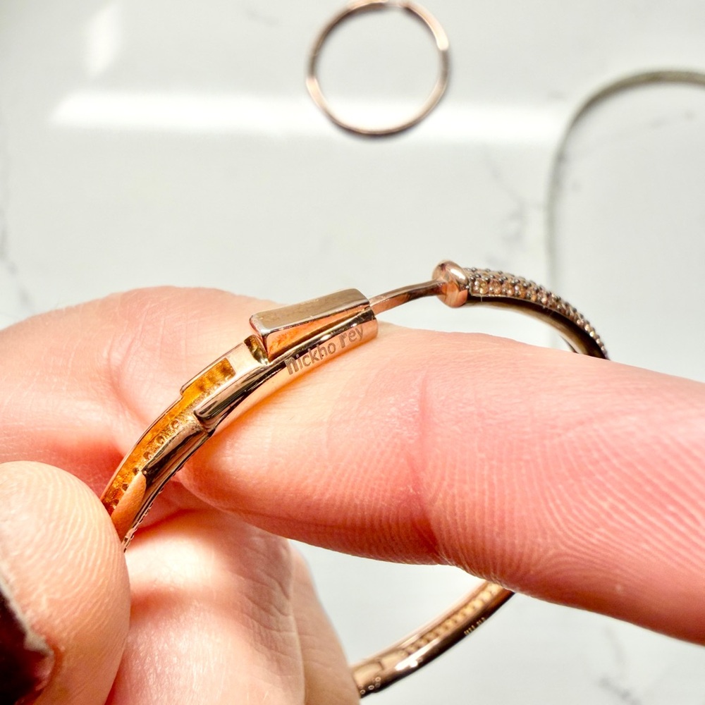 Nickho Rey Slim Tire 14K-Rose-Gold Vermeil & Crystal Hoop Earrings - Picture 6 of 6